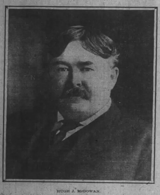 Portrait of Hugh J. McGowan from a newspaper of the period