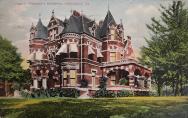 A 1908 postcard of the Romanesque McGowan residence
